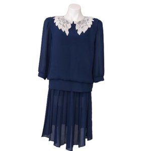 Vintage 1980s VLP Petites ILGWU Union Made Chiffon Two Piece Skirt Set